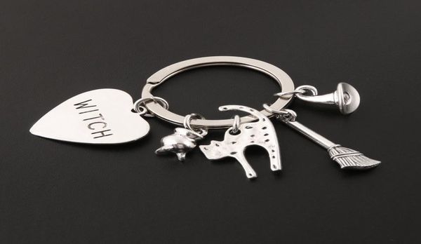 

new halloween series key chain witch pumpkin skull cat for car metal pendants bag charm keyring6689079, Silver