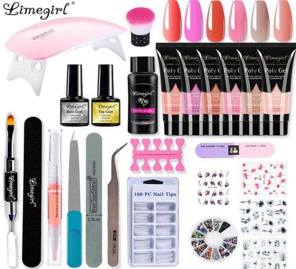 

nail gel nail gel limegirl poly kit lamp polish set all for manicure nails art glitter extensions tool professional8051371, Red;pink