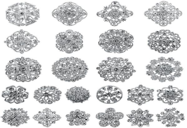 

24pcsset brooch flower for womens jewelry rhinestone broaches pins lot bouquet accessories for women bag clothing hats scarves 204152303, Gray