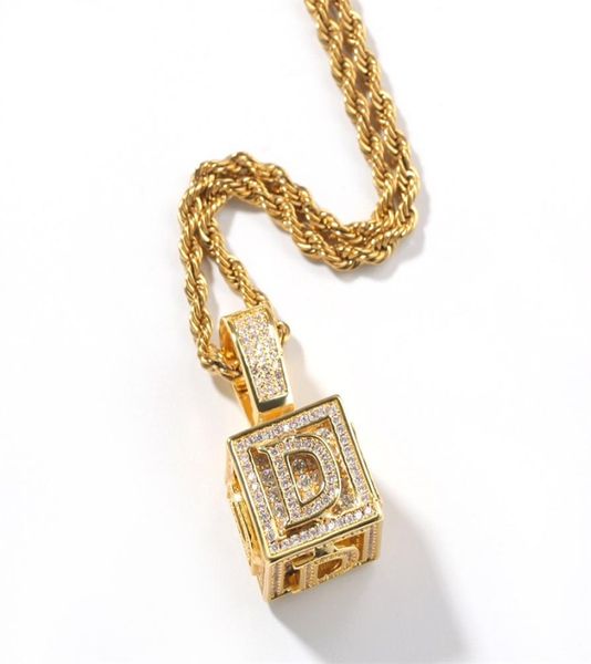 

mens hip hop jewelry iced out initial letter necklace pendant gold silver cube dice hiphop necklaces c33118615