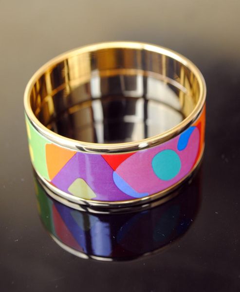 

color love series 18k goldplated enamel bangle bracelet for woman bracelets bangles width 20mm fashion wedding jewelr4094794, Black