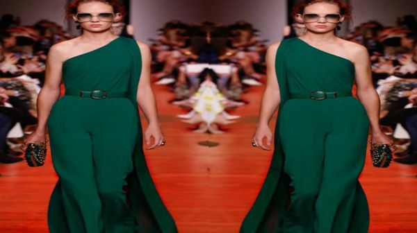 

elie saab 2019 prom dresses hunter one shoulder floating pleats chiffon women clothes jumpsuits customized formal evening dresses 7259267, Black