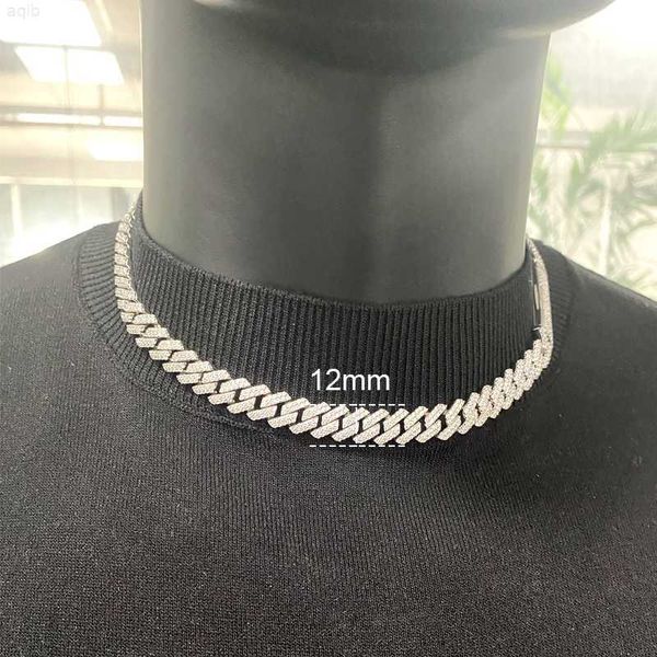 

custom 10mm 12mm hip hop style mens gold chain cuban bracelet solid 925 silver gold moissanite miami cuban link chain necklace