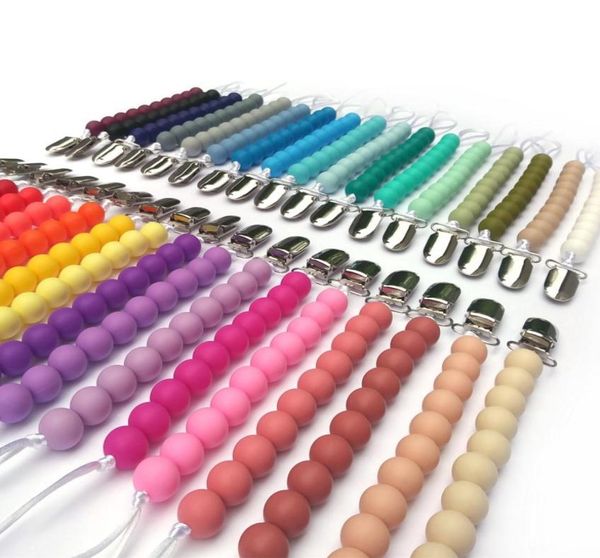 

33 colors silicone bead pacifier holders newborn pacifier chains pacifier clips baby teething nipple holder kids chew toys3561845