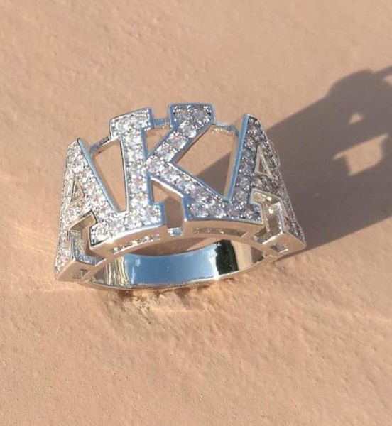 

cluster rings silver zircon greek aka sorority finger ring7131020, Golden;silver