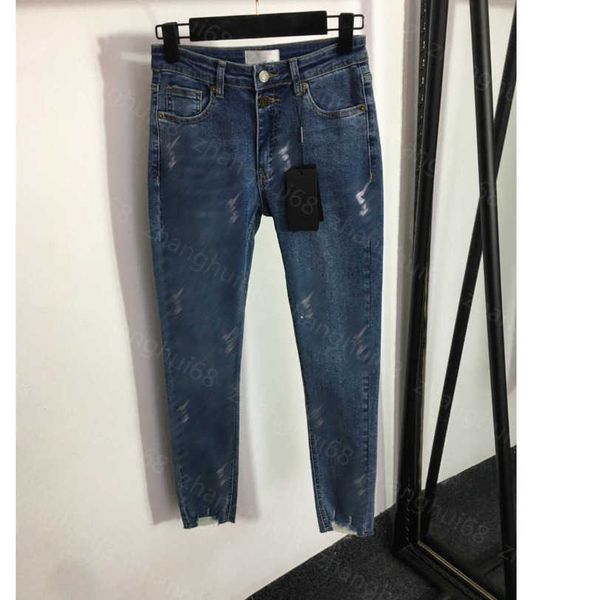 

23ss denim jeans designer women jeans womens pants drill letters slim slim feet denim trousers womens clothing a1, Blue