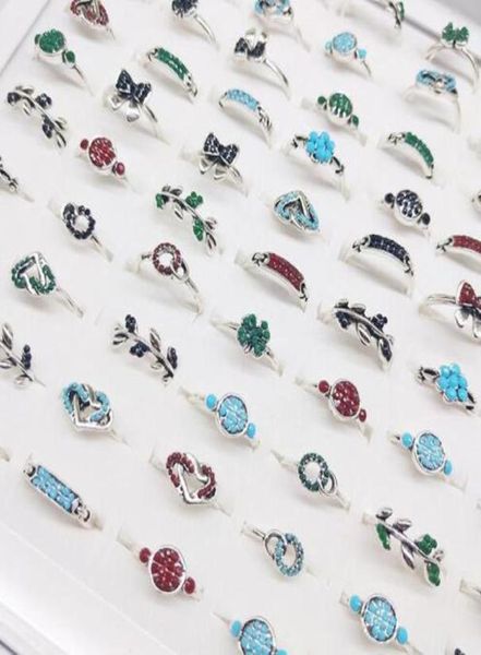 

band rings jewelry whole lots job 20pcs color crystal rhinestone sier plated women ring engagement wedding party gift fashion drop1093713, Silver