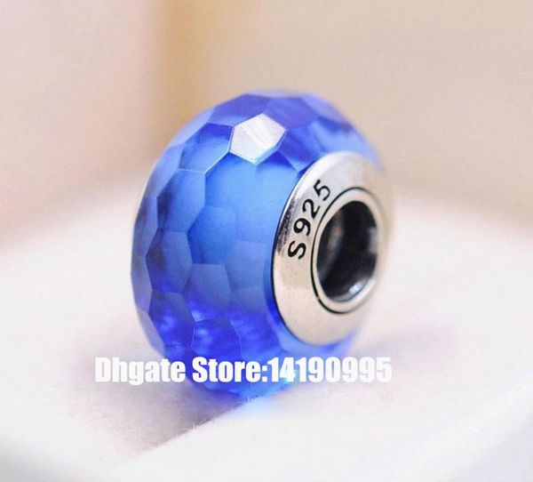 

2pcs 925 sterling silver blue fascinating faceted murano glass beads fit pandora style jewelry charm bracelets necklaces5287466, Crystal
