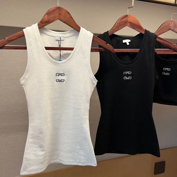 

designer embroidery knitted vest sleeveless breathable knitted pullover womens sport women knits slim was thin, White