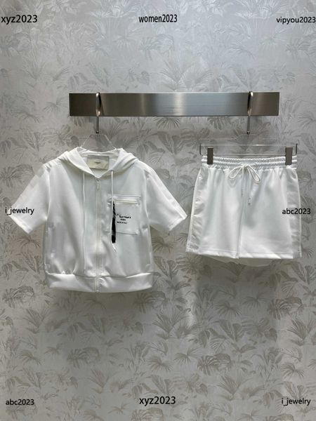

women's tracksuits designer sports suit size s-l 2pcs zip pocket decoration hooded t-shirt and shorts #multiple product, Gray