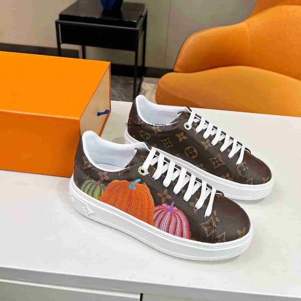 

new time out sneakers casual shoes designer pumpkin pattern x yk shoes retro men's leather lace up fashion 3d printing coach sports wom, Black