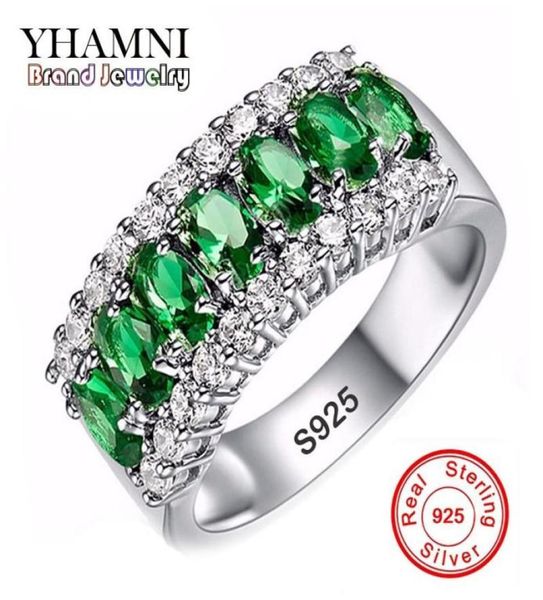 

yhamni selling green cz zircon engagement wedding rings for women 100 solid 925 sterling silver rings jewelry whole r5018336809, Slivery;golden