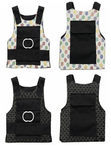 

vintage interlock letters vests tide street hip hop tank mens womens outdoor leather tactical vest5782237, Black;green