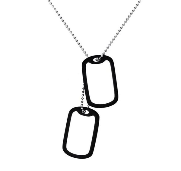 

custom engraving stainless steel double military dog tags necklace with rubber spacer usa armed forces design1179679, Silver