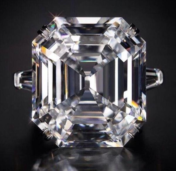 

new arrival sparkling luxury jewelry 925 sterling silver asscher cut white z large diamond party women wedding engagement band4773331, Slivery;golden