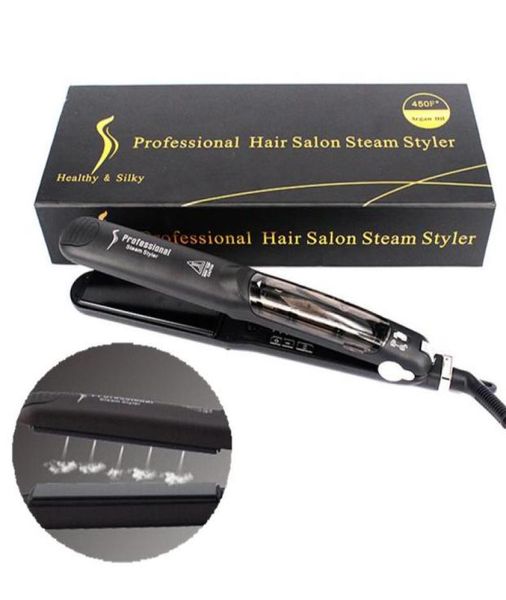 

hair straightener professional hair salon steam styler flat ceramics organosilicon hair straightening irons flat iron1052795, Black