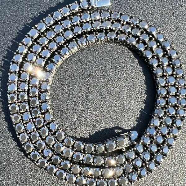 

hip hop jewelry iced out tennis chain 4mm black vvs moissanite custom silver necklace