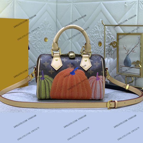 

23ss womens luxurys designers totes bag denim speedy 20 pumpkin leather handbags printing flowers pillow shouder crossbody women handbag pou