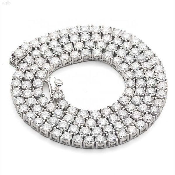 

custom 10k 14k 18k solid gold d colour lab diamond moissanite 4mm tennis chains necklace, Silver