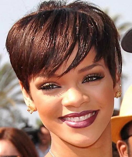 

short pixie brazilian human hair wigs glueless full lace lace front cut human hair wigs for black women8892500, Black;brown