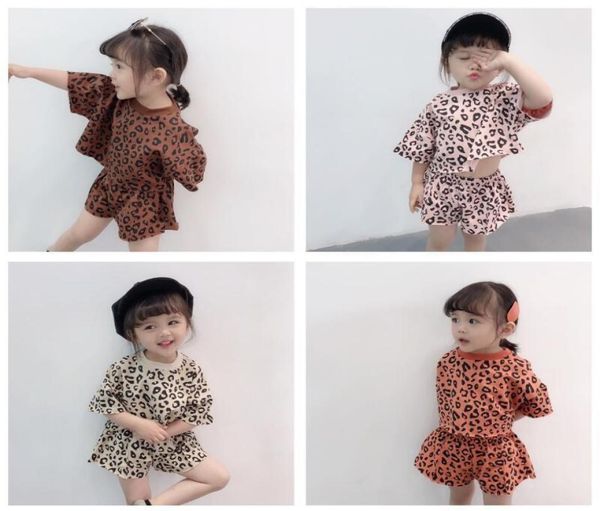 

2019 leopard print korean shorts 2 piece set for girls children039s clothing sets toddler baby girl summer clothes kids su1109348, White