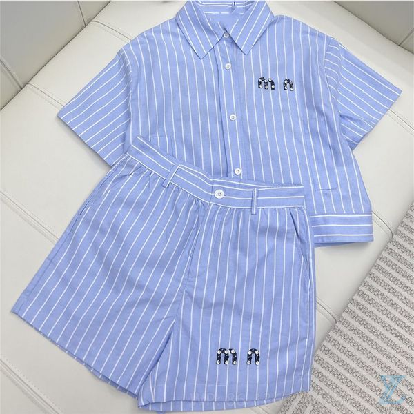 

2023 summer letter embellishment casual shirt with striped shorts casual two-piece set t-shirt, Black
