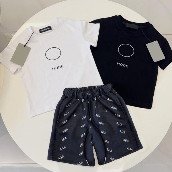 

2023 designer clothes toddler boys clothing sets summer baby short-sleeves t shirt shorts 2pcs costume for kids clothes tracksuit, White