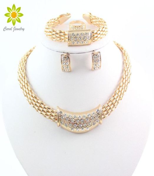 

fashion europe rhinestone wedding jewelry sets 18k gold plated necklace sets african costume austrian crystal accessories5255846, Slivery;golden