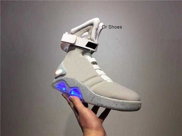 

2023 new casual shoes authentic air mag back to the future marty mcfly's led basketball shoes glow in h dark lighting mags fashion blad, Black