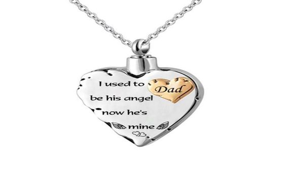 

heart memorial jewelry stainless steel cremation urn pendant necklace engraved i used to be his angel now he039s mine6986478, Silver