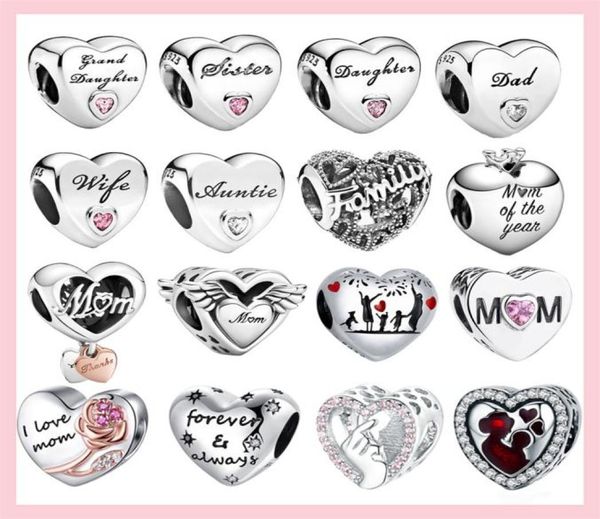 

genuine 925 silver charm heart love mom family tree beads fit pandora bracelet jewelry6411224, Black
