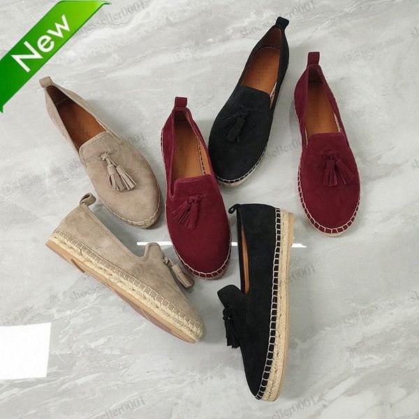 

2023 loro piana casual shoes braid pushing on lazy shoes with one foot loafers men women designer flats slip sole buckle flat heel comfor p0, Black