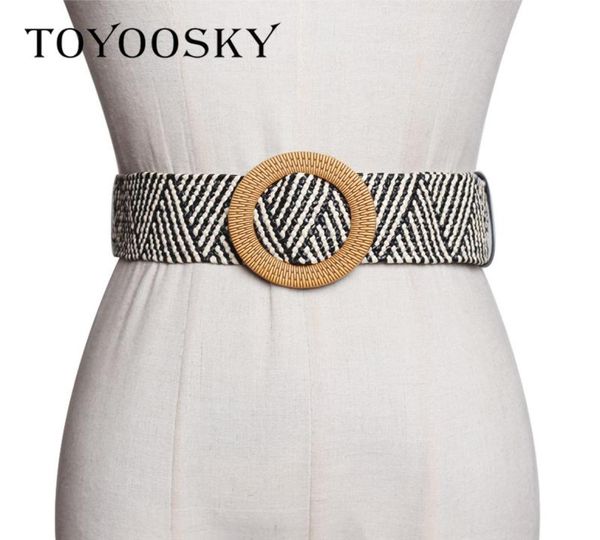 

2020 bohemian knitted women belt ethnic wide belt for dress overcoat with round square pin for party4078355, Black;brown
