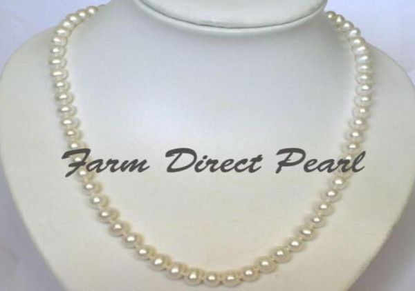 

fine pearls jewelry 24quot inch long 100 genuine natural 78mm white pearl strand necklace cultured freshwater2146601, Black