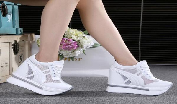 

dress shoes classic women mesh platform sneakers trainers white 10cm high heels wedges outdoor breathable casual womandress6482244, Black