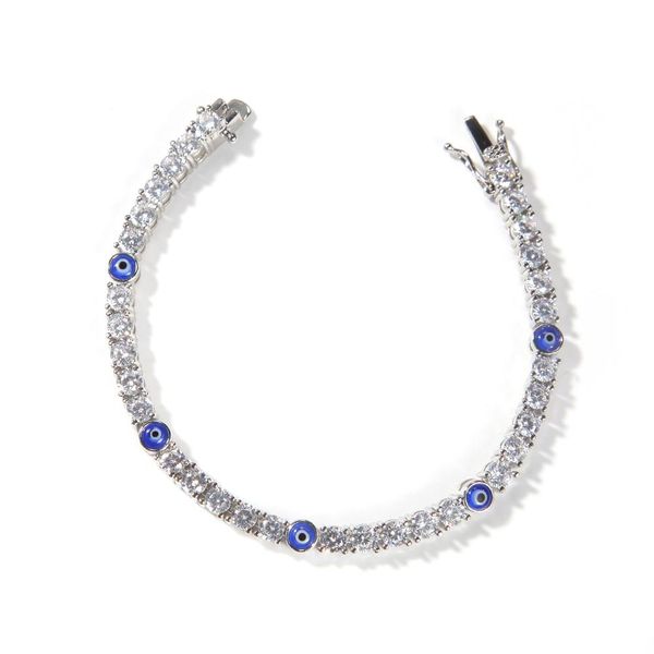 

bangle uwin 4mm turkish blue eyes tennis bracelets aaa iced out cz bracelet luxury bangles for women girls fashion jewelry dropshipping, Black