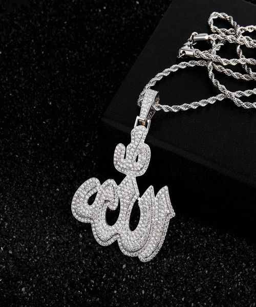 

a letter sign pendant necklace with 4mm tennis chain iced micro pave cubic zirconia hiphop fashion for gift3483122, Silver