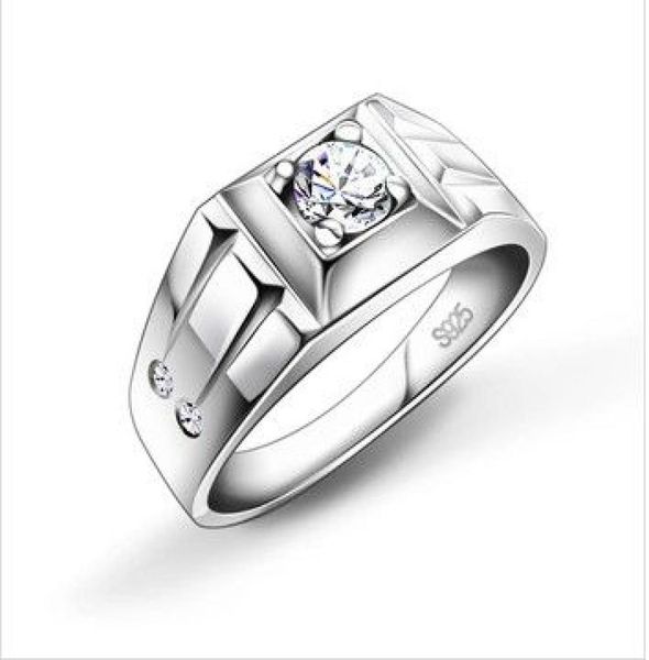 

18k white gold 925 silver mens ring ring01234567893682835, Golden;silver