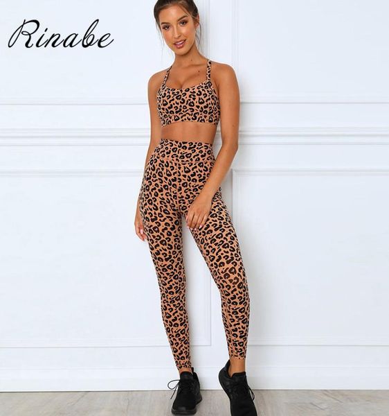 

rinabe leopard yoga suit halter sports bra legging yoga set 2 piece set women tracksuit sportswear gym wear workout clothing8321005, White;red