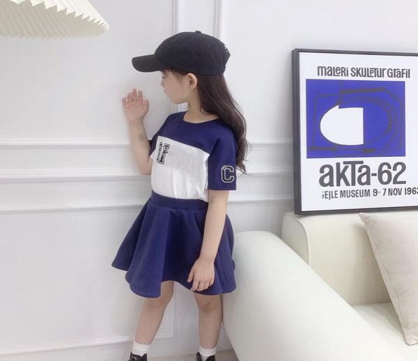 

summer kids girls t shirts with skirt 2pcssets baby suits cute girl embroidery cotton sports tees children039s outfits6826163, White