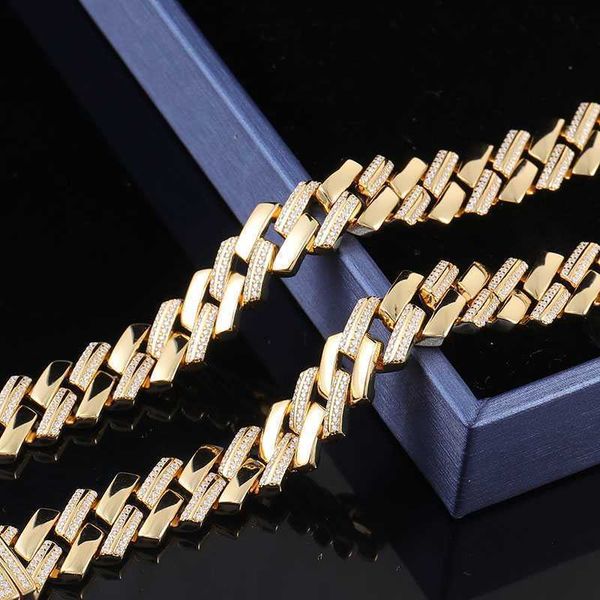 

cuban chain 12mm hip hop jewelry 925 sterling silver gold plated can be customized