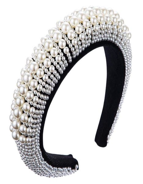 

luxury design hairband fashion pearl cover padded headband for women dance party women hair accessories velvet bezel sponge hair b9676120, Silver