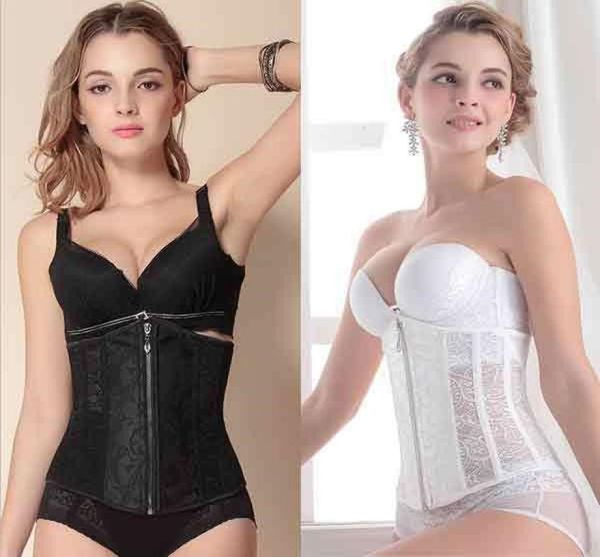 

new 2018 waist training corsets bustiers women039s underwear lingerie lace reinforcing bar abdomen waist entilate bridal a6263406, White