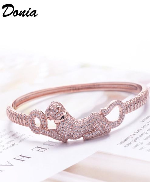 

donia jewelry luxury bangle european and american fashion party leopard copper microinlaid zircon exaggerated designer bracelet g6284608, Black