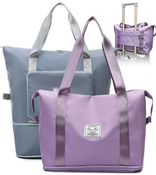 

large capacity folding travel bags waterproof luggage tote handbag travel duffle bag gym yoga storage shoulder bag drop1609002