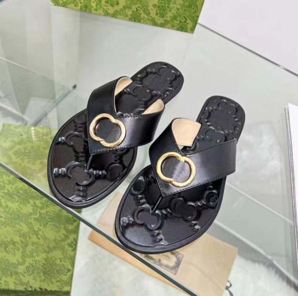 

men women slipper fashion lady sandals beach thick bottom sell well slippers platform alphabet rubber high heel slides3461753, Black