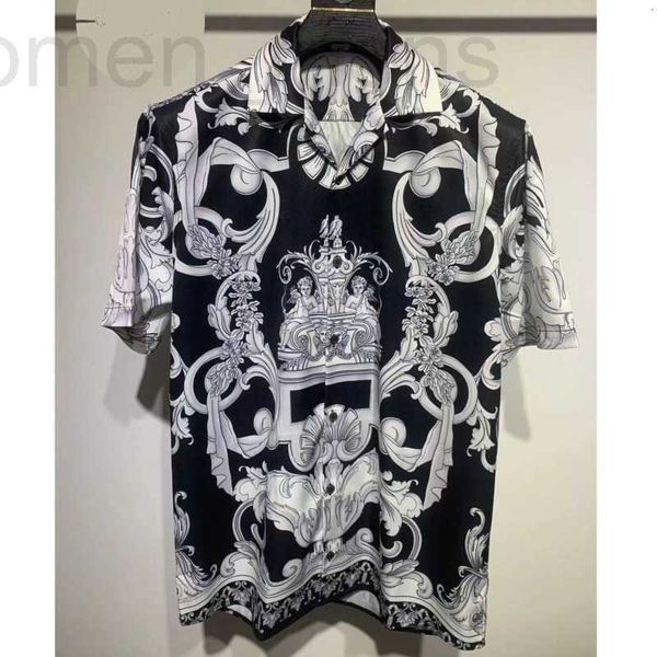 

men's casual shirts designer mens shirt luxury short sleeve shirts summer silk t-shirt classic beashirt oversize men clothing eiex, White;black
