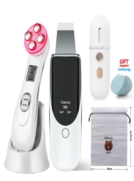 

ultrasonic skin scrubber facial cleansing anti wrinkle blackhead remover neck beauty device ems led massager ems q06089390008