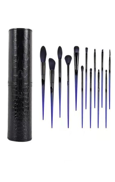

professional blue makeup brushes sets false eyelashes powder foundation eyeshadow brow brush luxury pu bag fashion lip blush cosme8152674