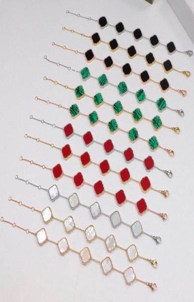 

luxury necklace designer bracelet 4four leaf clover charm bracelets elegant fashion 18k agate shell pearl women girls couple holi7547716, Silver